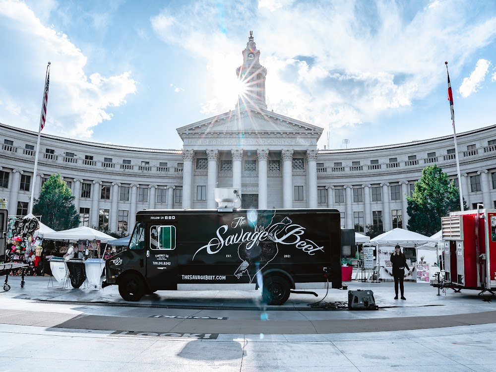 Food truck in front of the Denver City and County Building at Civic Center Night Market